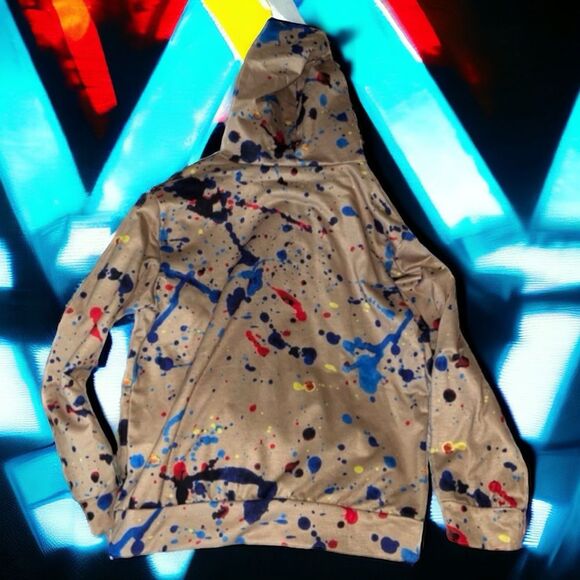 🍭 SHEIN Hoodie Paint Splatter Print - Size 10Y Boy's Streetwear - Picture 7 of 8